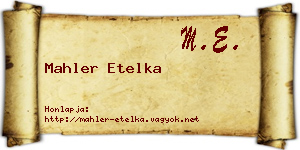 Mahler Etelka névjegykártya